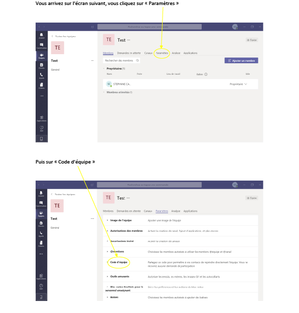 Teams Créer un code partie 2