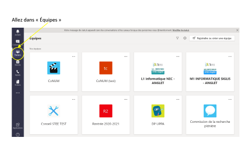 Teams allez dans Equipes