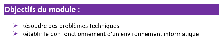 Objectifs résoudre les pb techniques