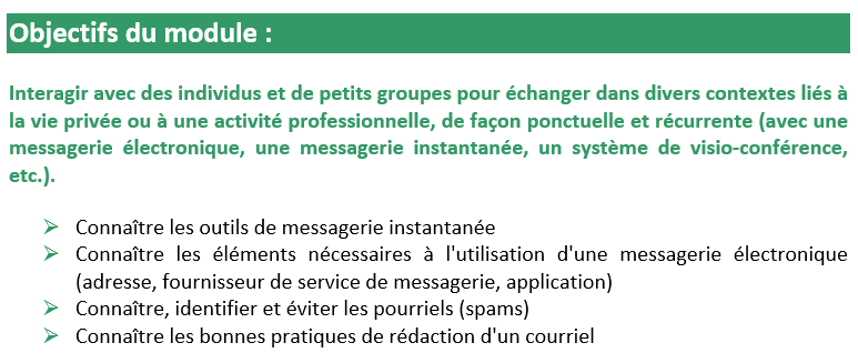 Objectifs module Interagir