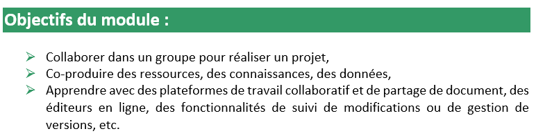 Objectifs du module collaborer