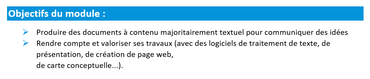 Objectifs développer les documents textuels